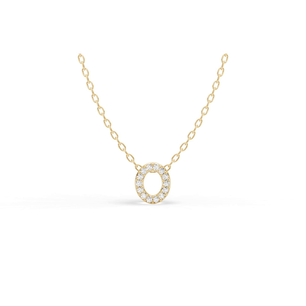 360 degree view of Petite Diamond Initial Necklace – O