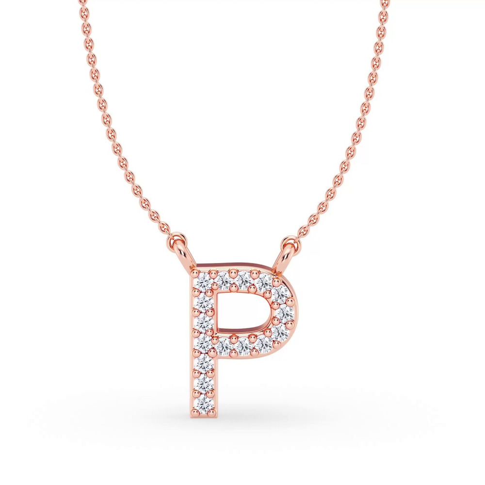 360 degree view of Diamond Initial Necklace – P