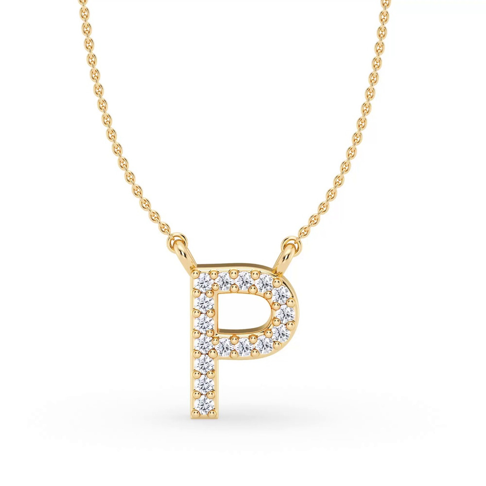 360 degree view of Diamond Initial Necklace – P