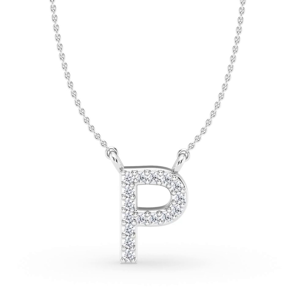 360 degree view of Diamond Initial Necklace – P