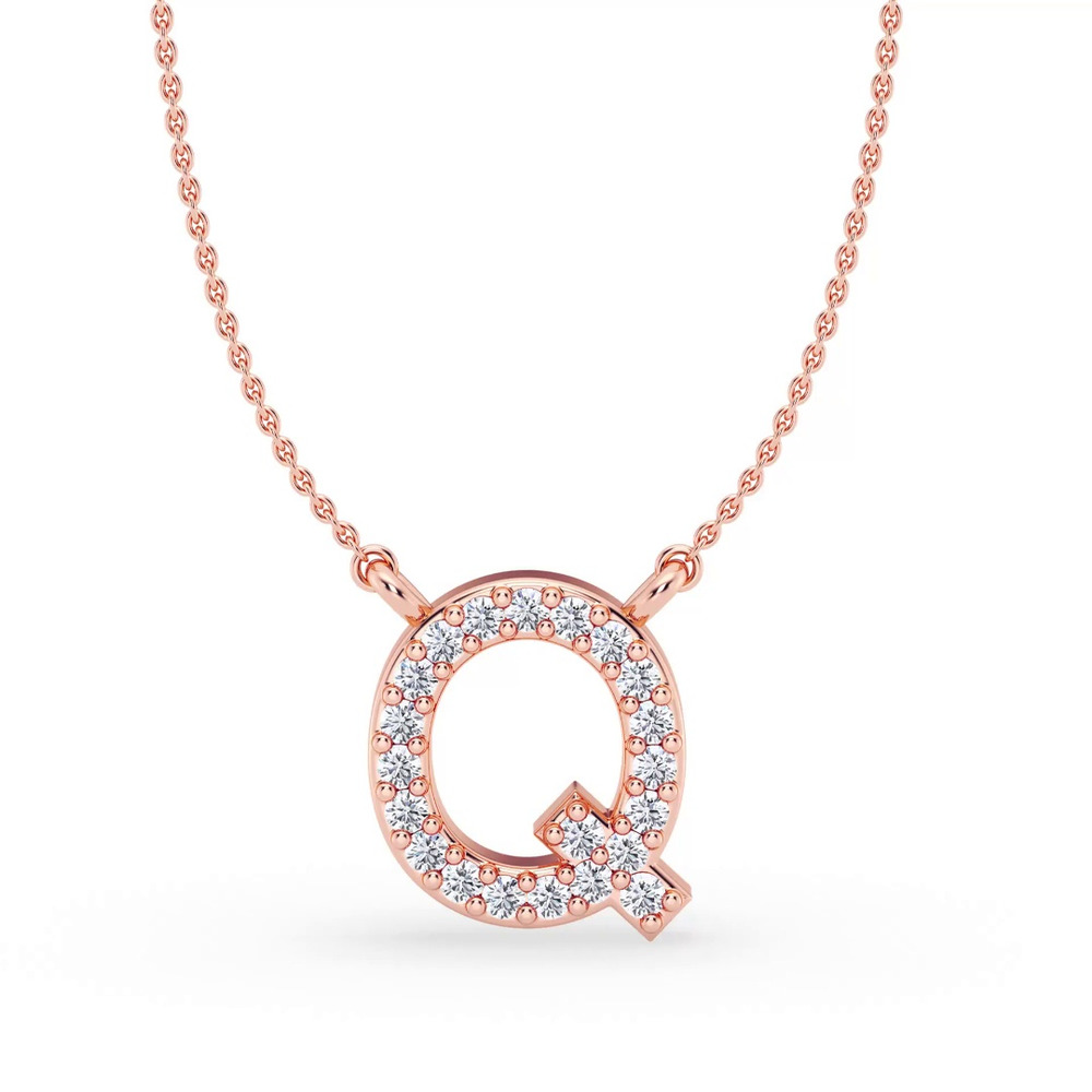 360 degree view of Diamond Initial Necklace – Q