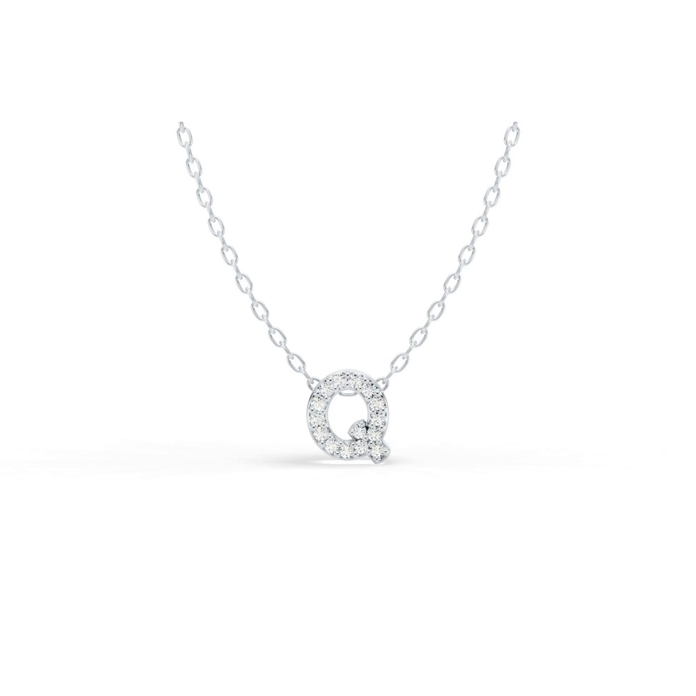 360 degree view of Petite Diamond Initial Necklace – Q