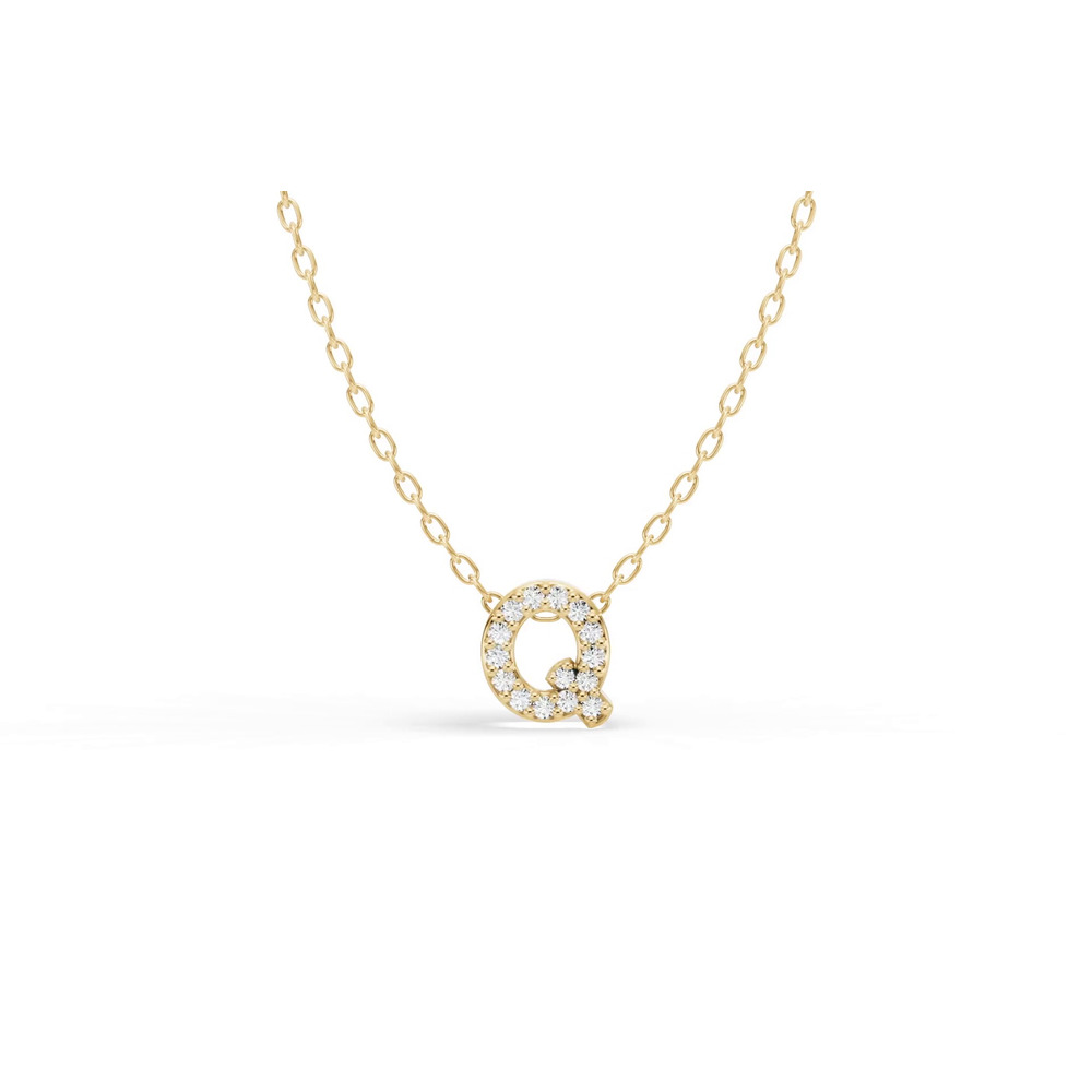 360 degree view of Petite Diamond Initial Necklace – Q