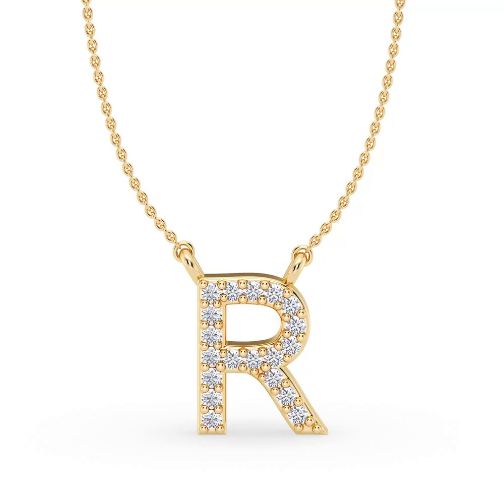 360 degree view of Diamond Initial Necklace – R