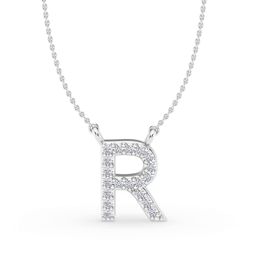 360 degree view of Diamond Initial Necklace – R