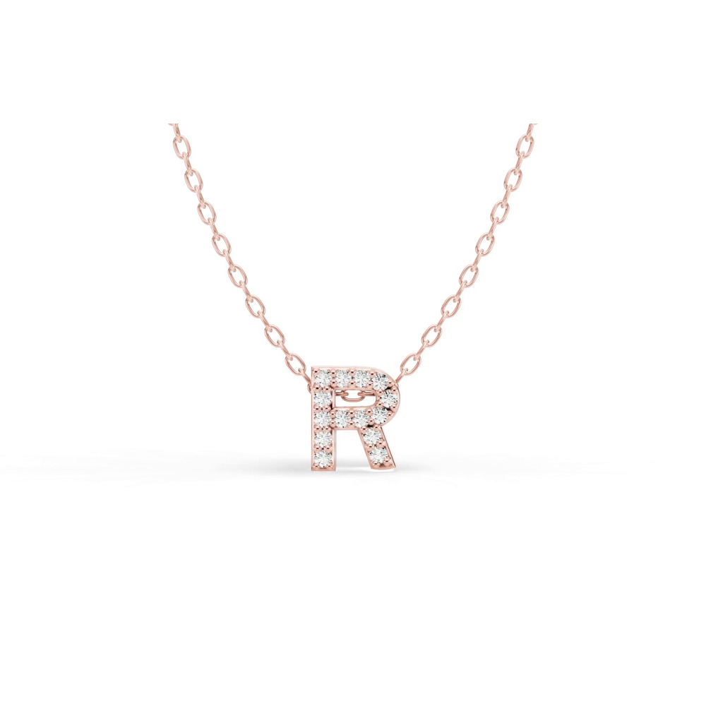 360 degree view of Petite Diamond Initial Necklace – R