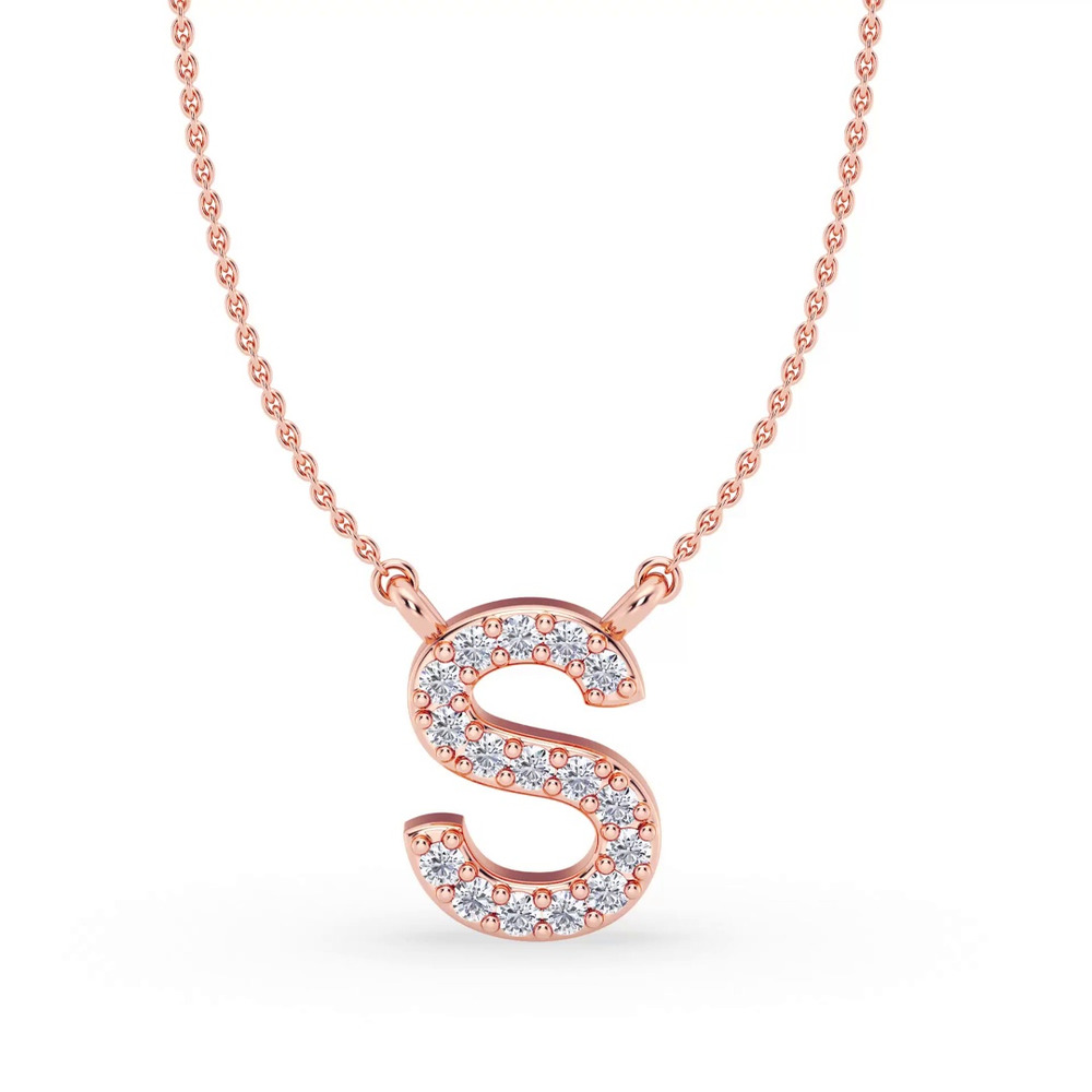 360 degree view of Diamond Initial Necklace – S