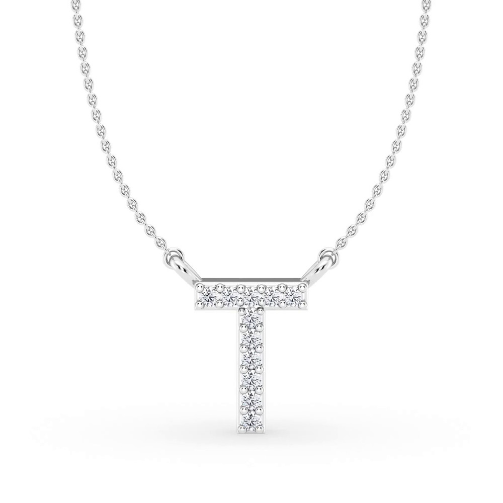 360 degree view of Diamond Initial Necklace – T