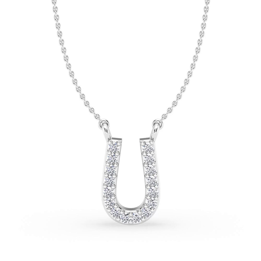 360 degree view of Diamond Initial Necklace – U