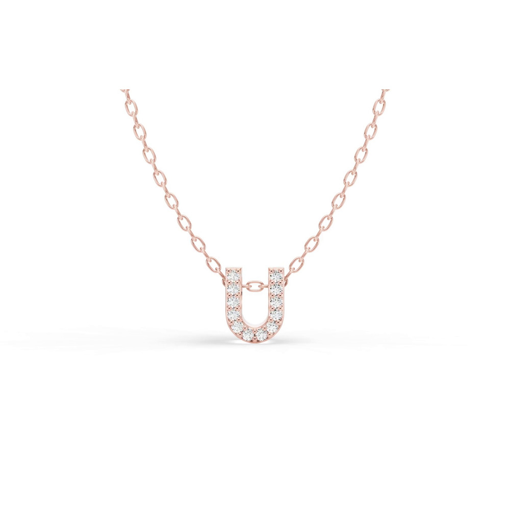 360 degree view of Petite Diamond Initial Necklace – U
