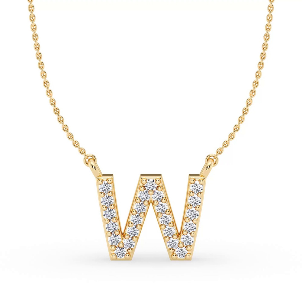 360 degree view of Diamond Initial Necklace – W