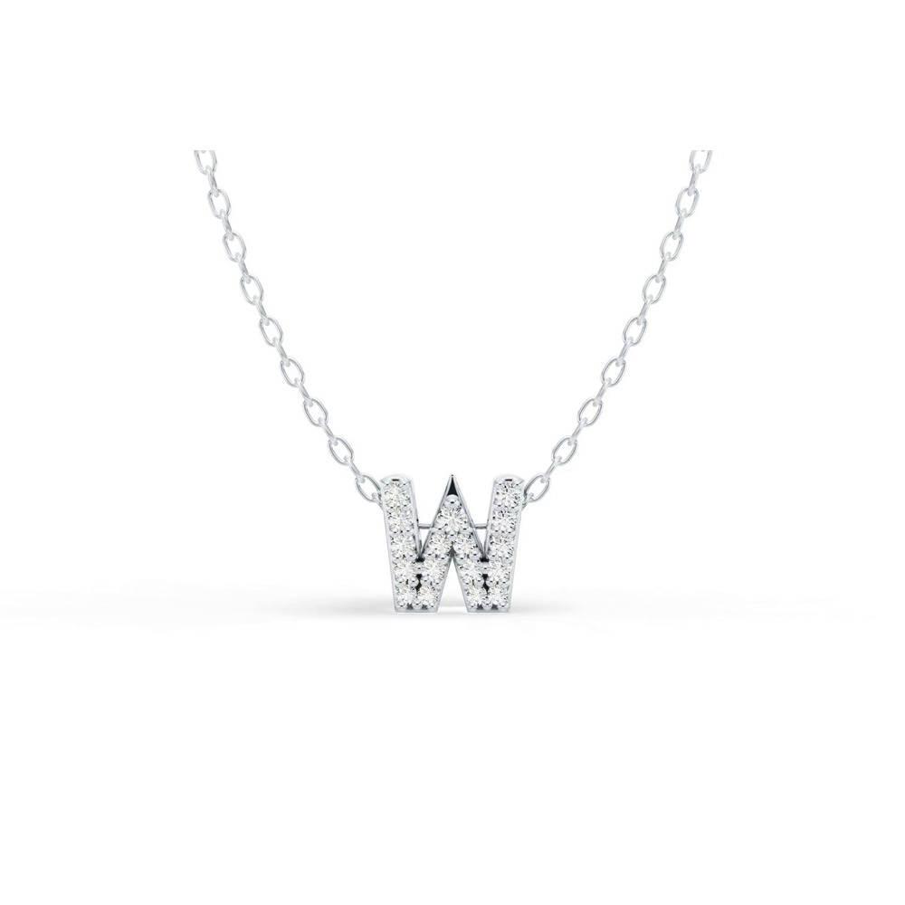 360 degree view of Petite Diamond Initial Necklace – W