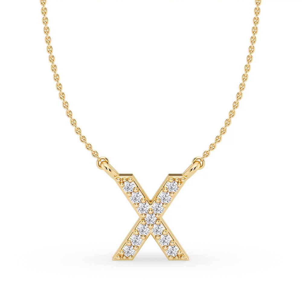 360 degree view of Diamond Initial Necklace – X