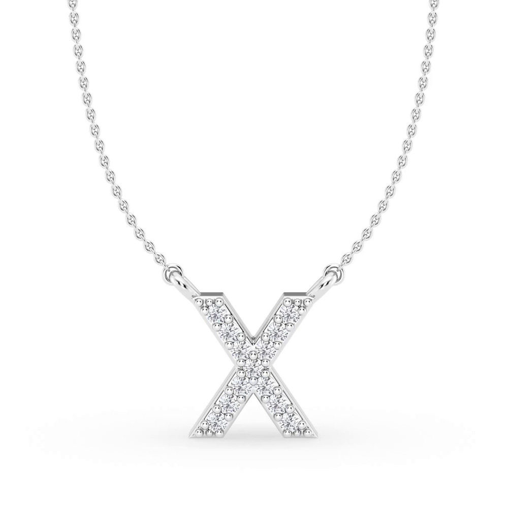 360 degree view of Diamond Initial Necklace – X