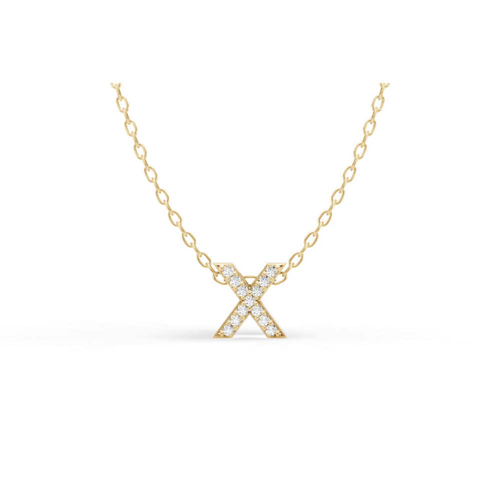 360 degree view of Petite Diamond Initial Necklace – X