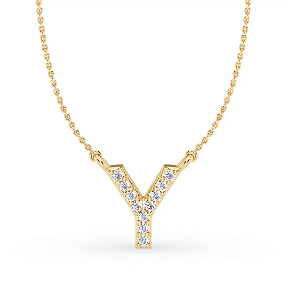 360 degree view of Diamond Initial Necklace – Y