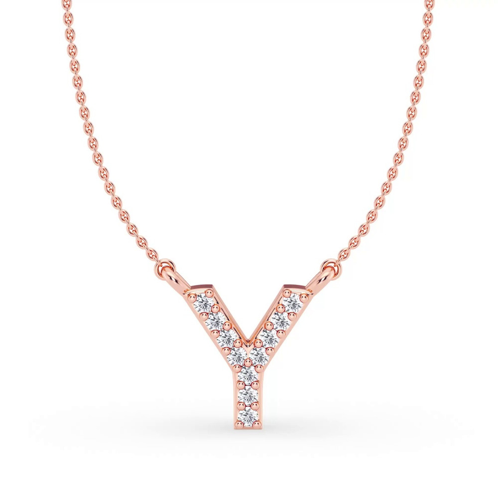 360 degree view of Diamond Initial Necklace – Y