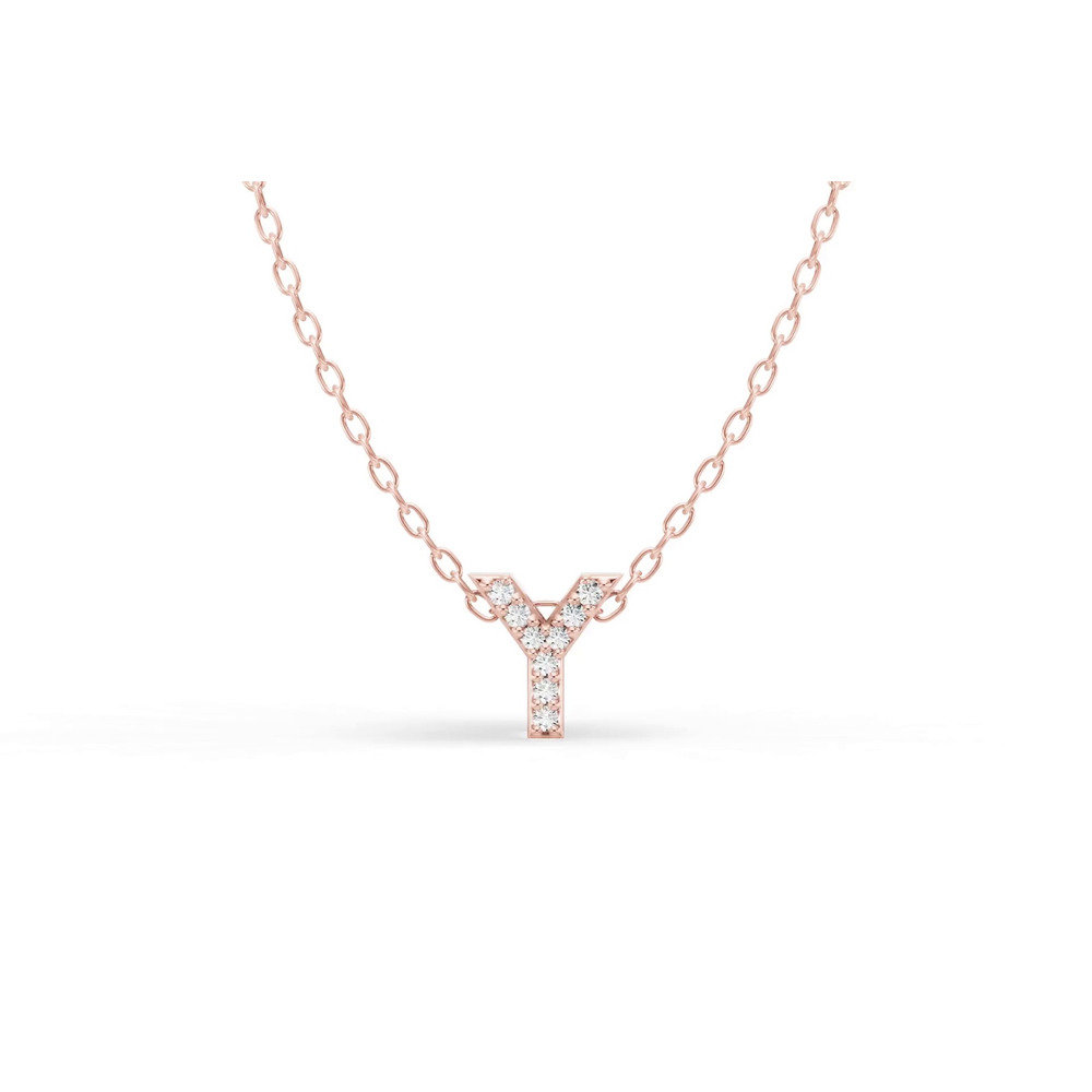 360 degree view of Petite Diamond Initial Necklace – Y