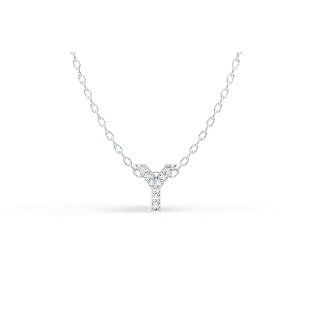 360 degree view of Petite Diamond Initial Necklace – Y