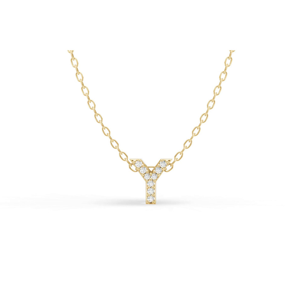 360 degree view of Petite Diamond Initial Necklace – Y