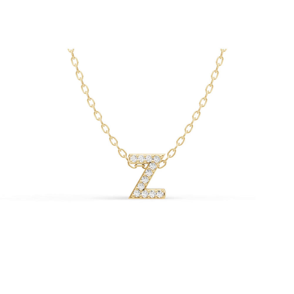 360 degree view of Petite Diamond Initial Necklace – Z