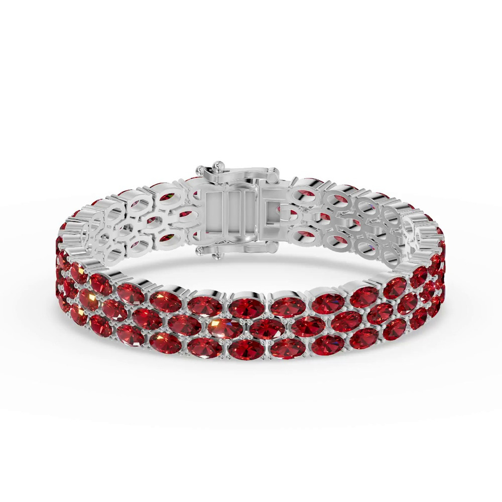 360 degree view of Triple Row Oval Garnet Bracelet
