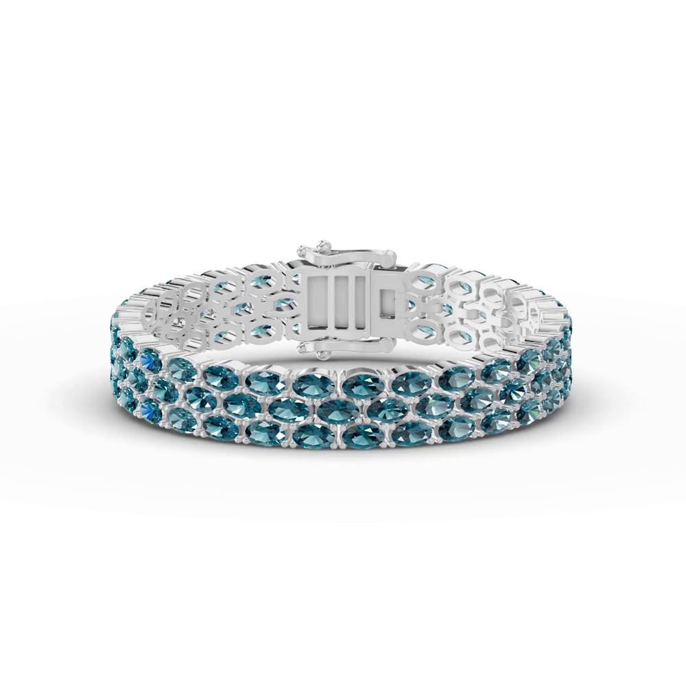 360 degree view of Triple Row Oval London Blue Topaz Bracelet