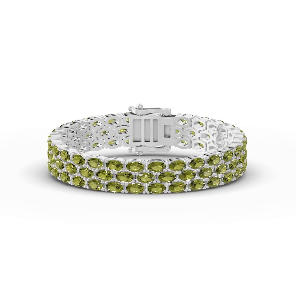 360 degree view of Triple Row Oval Peridot Bracelet