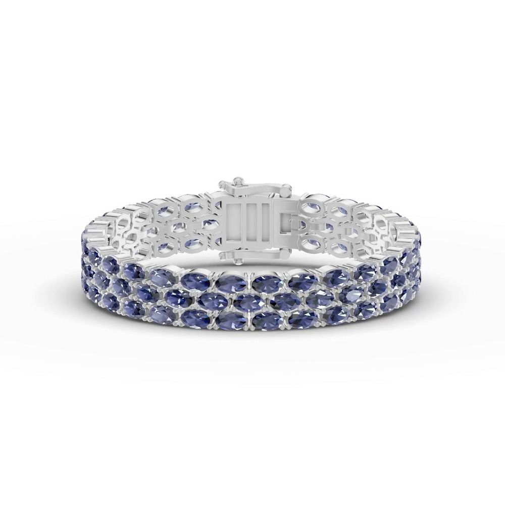 360 degree view of Triple Row Oval Tanzanite Bracelet