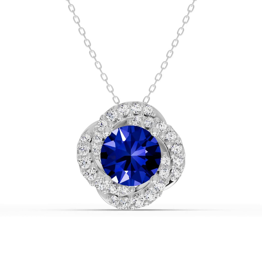 360 degree view of Tanzanite & Diamond Orbit Halo Necklace