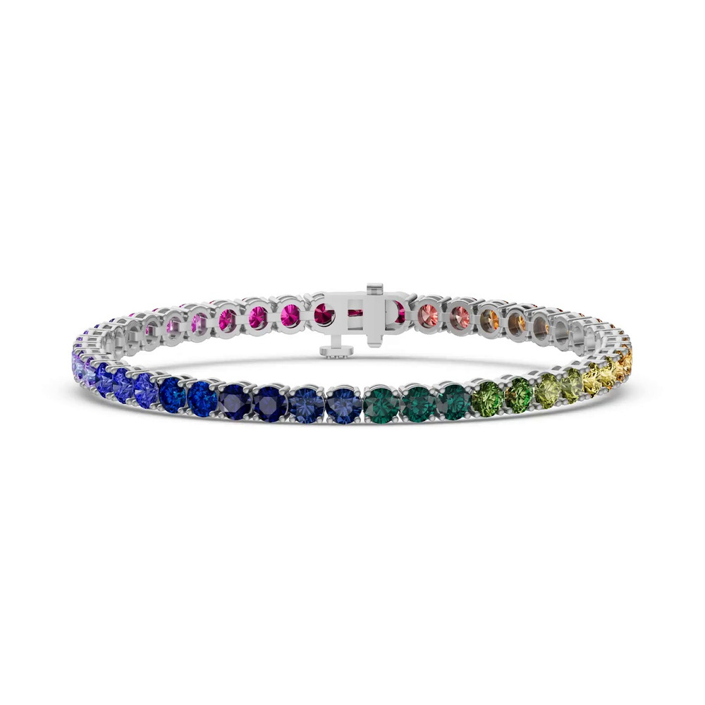 360 degree view of Rainbow Sapphire Silver Tennis Bracelet (11 ct. tw.)