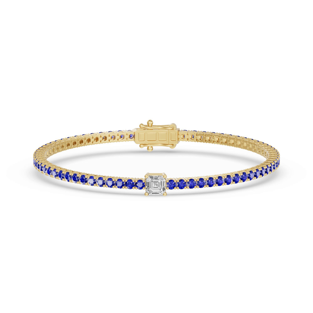 360 degree view of Lunava Sapphire & Asscher Lab Diamond Tennis Bracelet