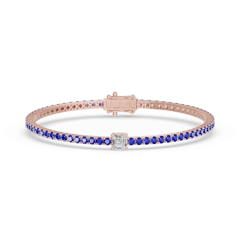 360 degree view of Lunava Sapphire & Asscher Lab Diamond Tennis Bracelet