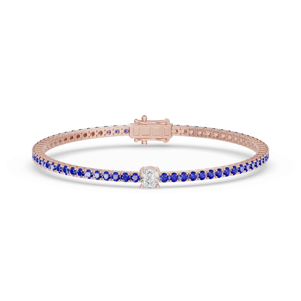 360 degree view of Lunava Sapphire & Cushion Lab Diamond Tennis Bracelet