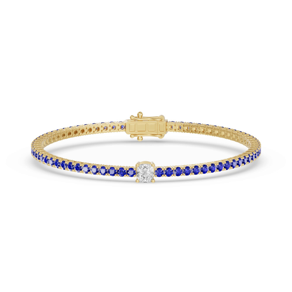 360 degree view of Lunava Sapphire & Cushion Lab Diamond Tennis Bracelet