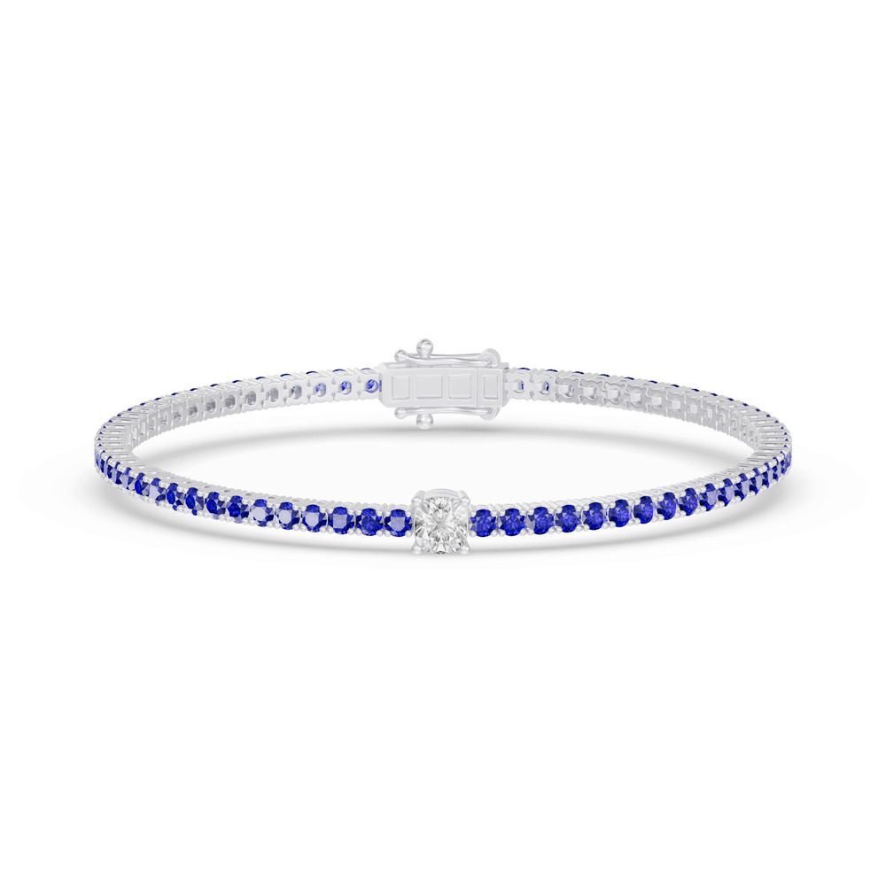 360 degree view of Lunava Sapphire & Cushion Lab Diamond Tennis Bracelet