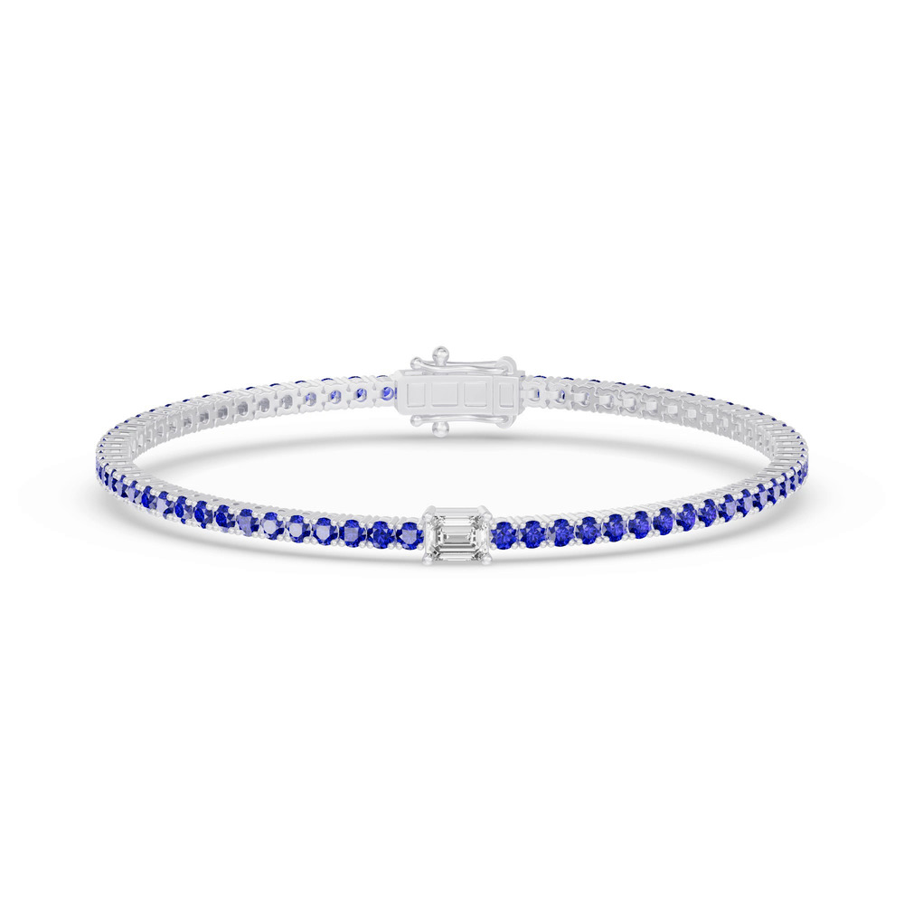 360 degree view of Lunava Sapphire & Emerald-Cut Lab Diamond Tennis Bracelet