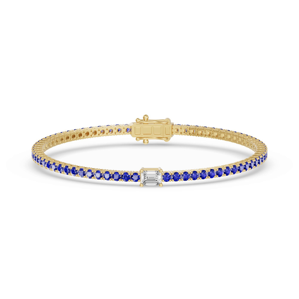 360 degree view of Lunava Sapphire & Emerald-Cut Lab Diamond Tennis Bracelet