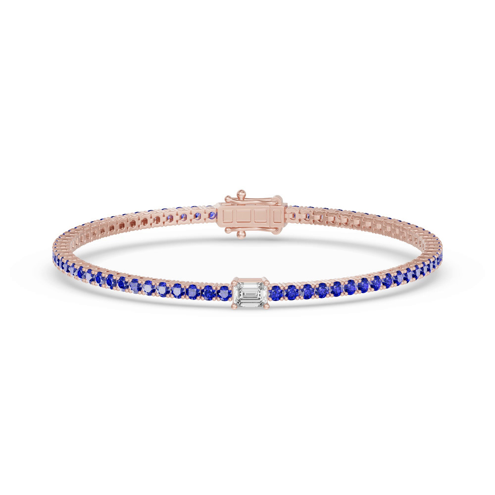 360 degree view of Lunava Sapphire & Emerald-Cut Lab Diamond Tennis Bracelet