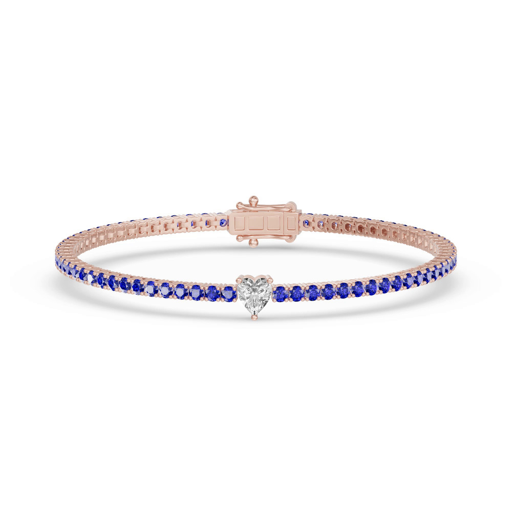 360 degree view of Lunava Sapphire & Heart Lab Diamond Tennis Bracelet