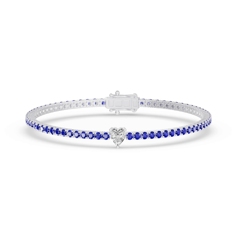 360 degree view of Lunava Sapphire & Heart Lab Diamond Tennis Bracelet