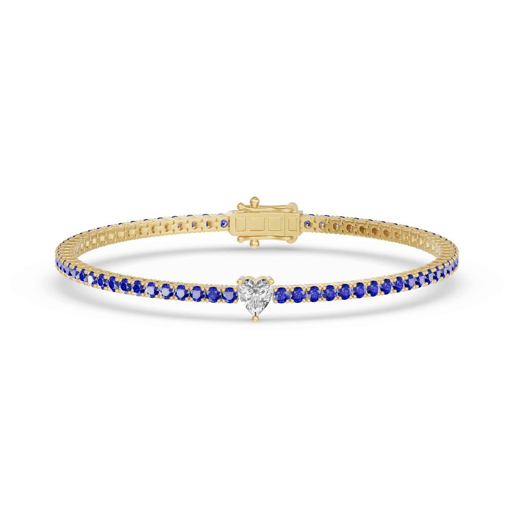 360 degree view of Lunava Sapphire & Heart Lab Diamond Tennis Bracelet
