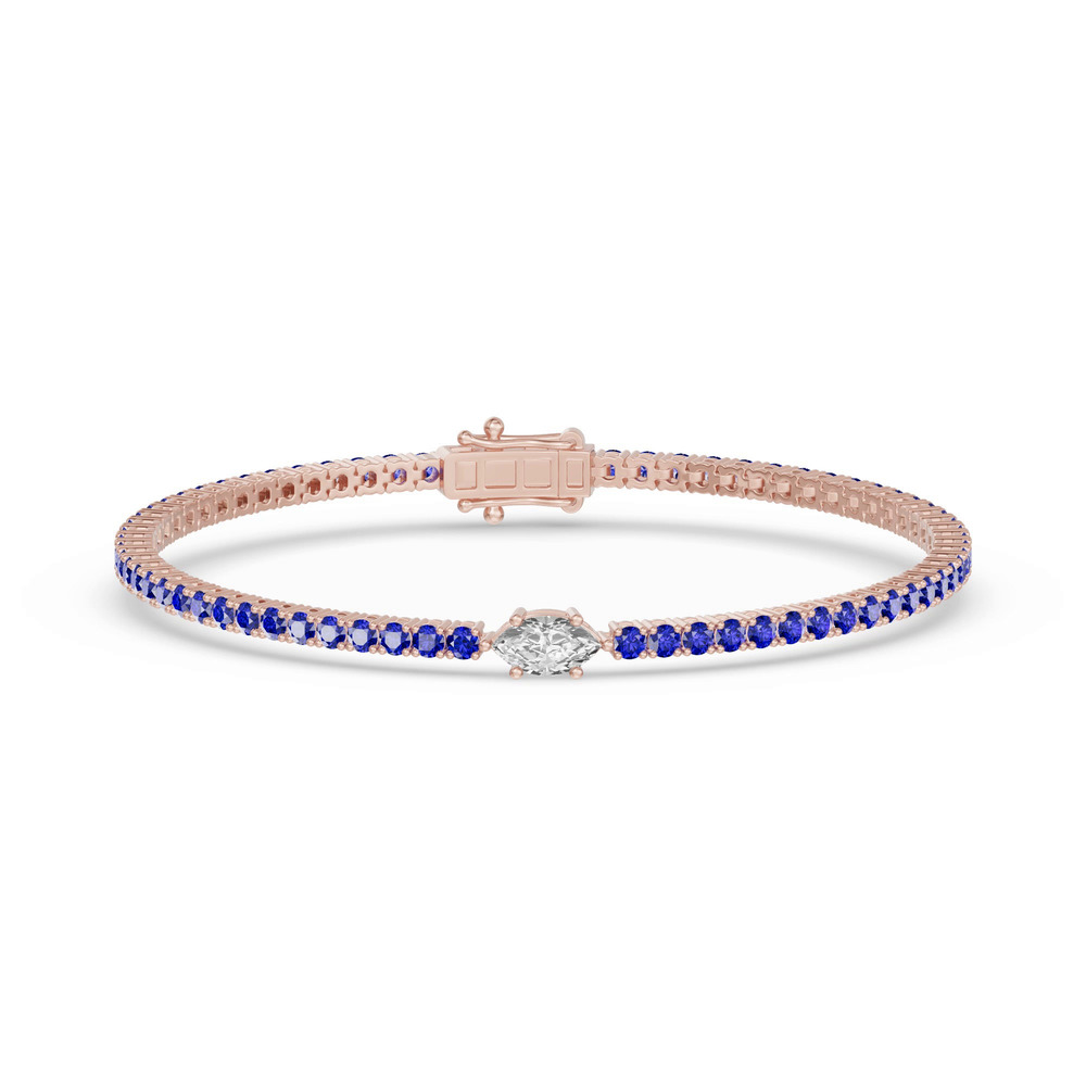 360 degree view of Lunava Sapphire & Marquise Lab Diamond Tennis Bracelet