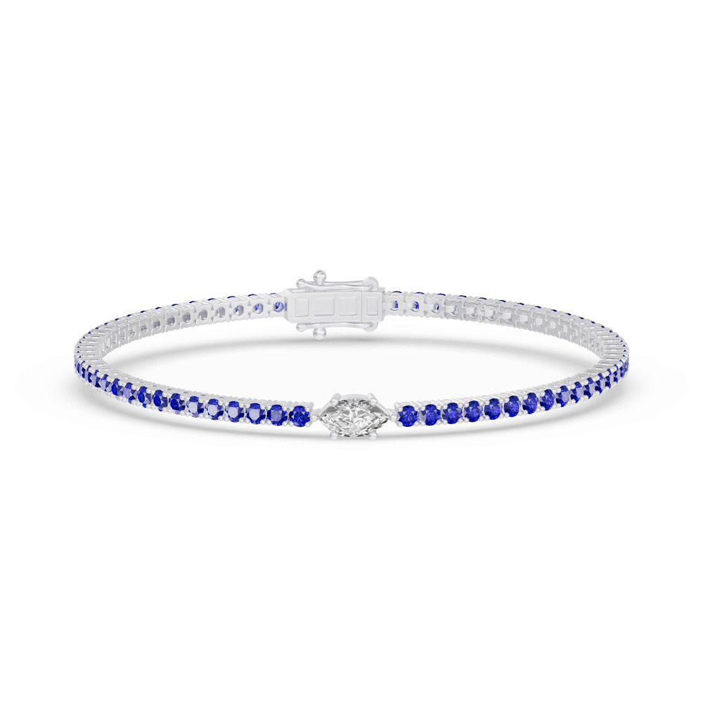 360 degree view of Lunava Sapphire & Marquise Lab Diamond Tennis Bracelet