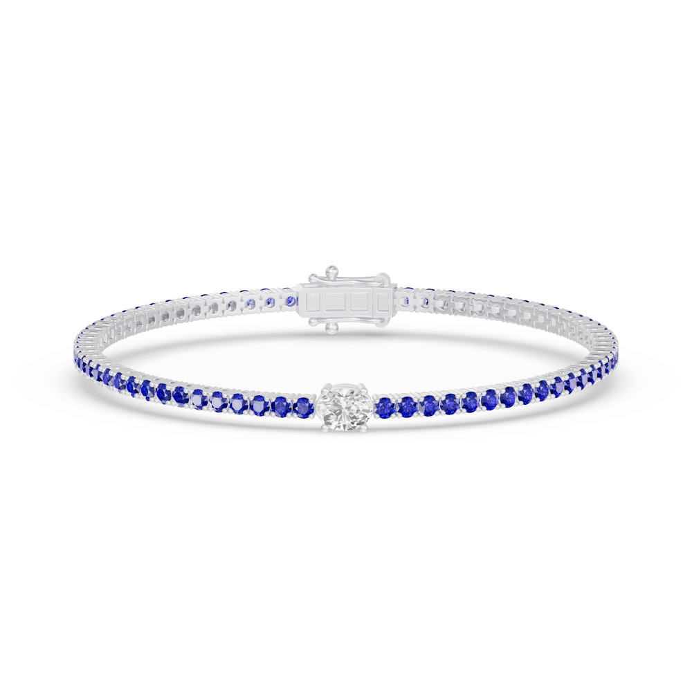 360 degree view of Lunava Sapphire & Oval Lab Diamond Tennis Bracelet