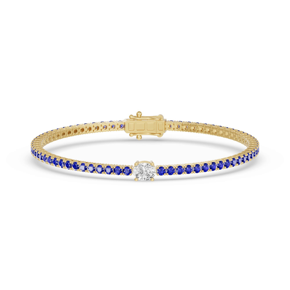 360 degree view of Lunava Sapphire & Oval Lab Diamond Tennis Bracelet