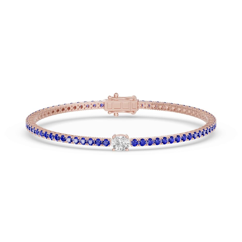 360 degree view of Lunava Sapphire & Oval Lab Diamond Tennis Bracelet