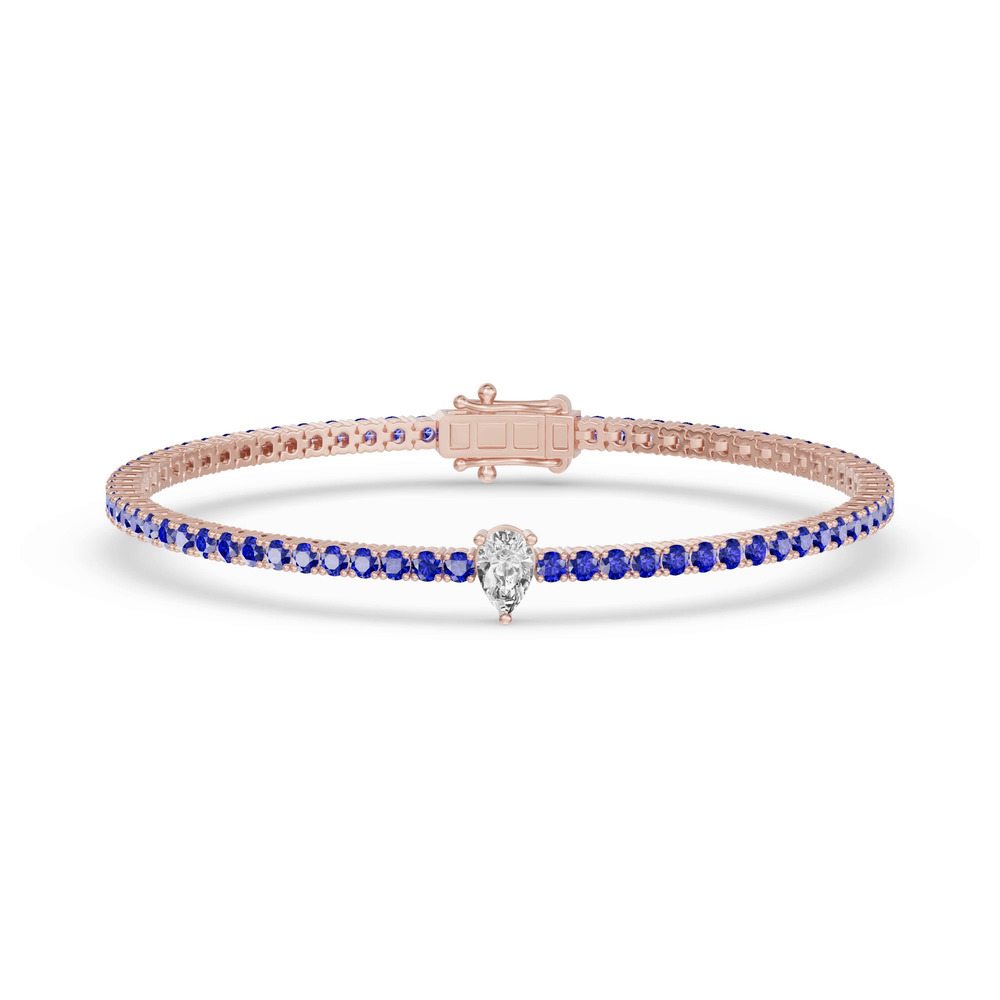 360 degree view of Lunava Sapphire & Pear Lab Diamond Tennis Bracelet