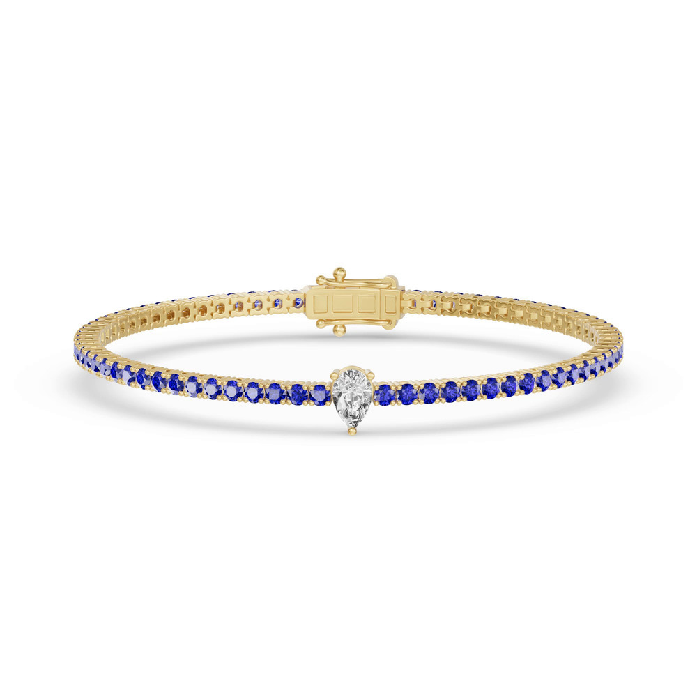 360 degree view of Lunava Sapphire & Pear Lab Diamond Tennis Bracelet