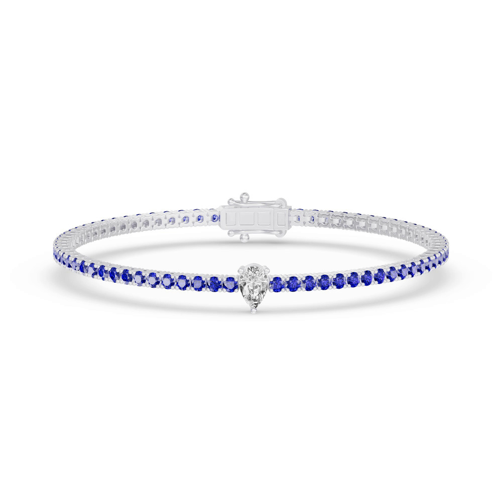 360 degree view of Lunava Sapphire & Pear Lab Diamond Tennis Bracelet